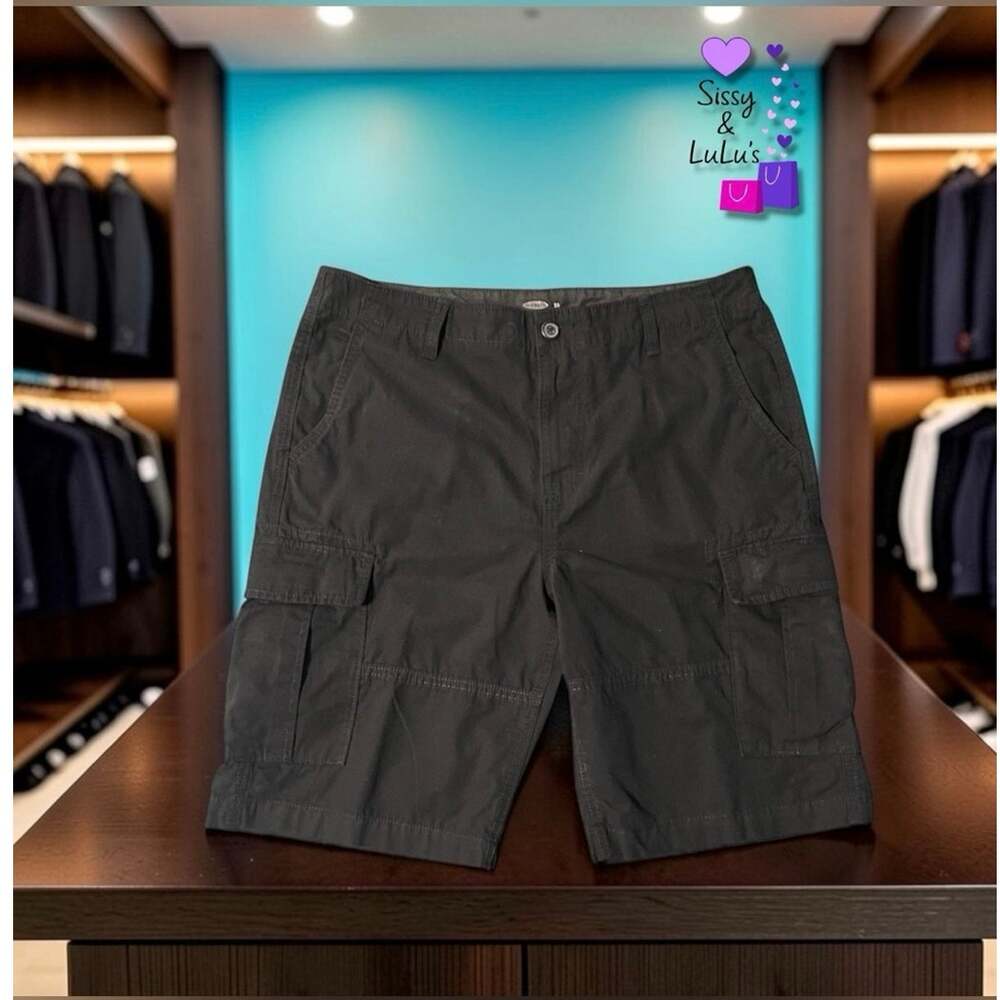 Old Navy Cargo Shorts Men's Size 34 Black Flat Front Cargo Pockets